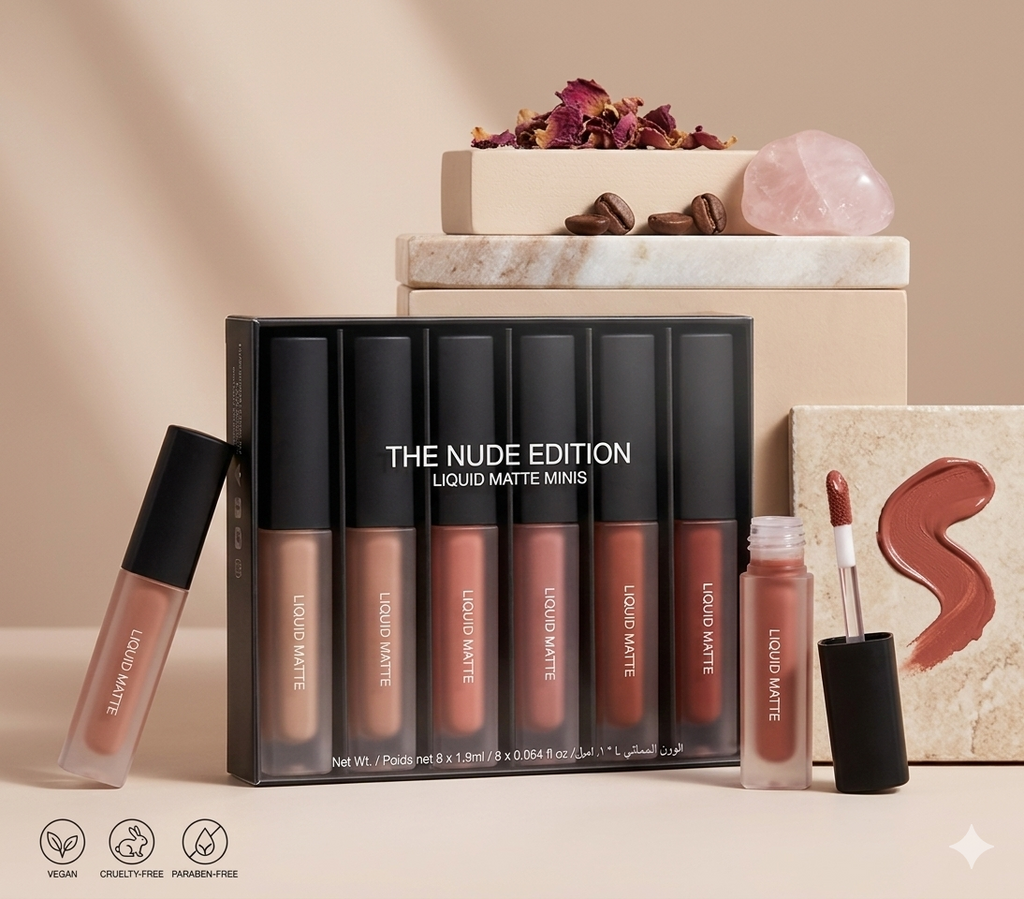 Shade Nude Liquid Lipstick Set – Long Lasting Matte Lipstick Combo (16ml) (Set of 4)