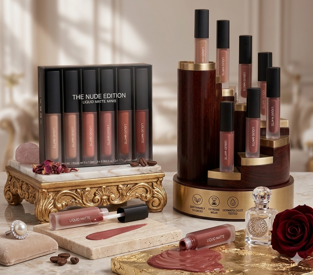 Shade Nude Liquid Lipstick Set – Long Lasting Matte Lipstick Combo (16ml) (Set of 4)