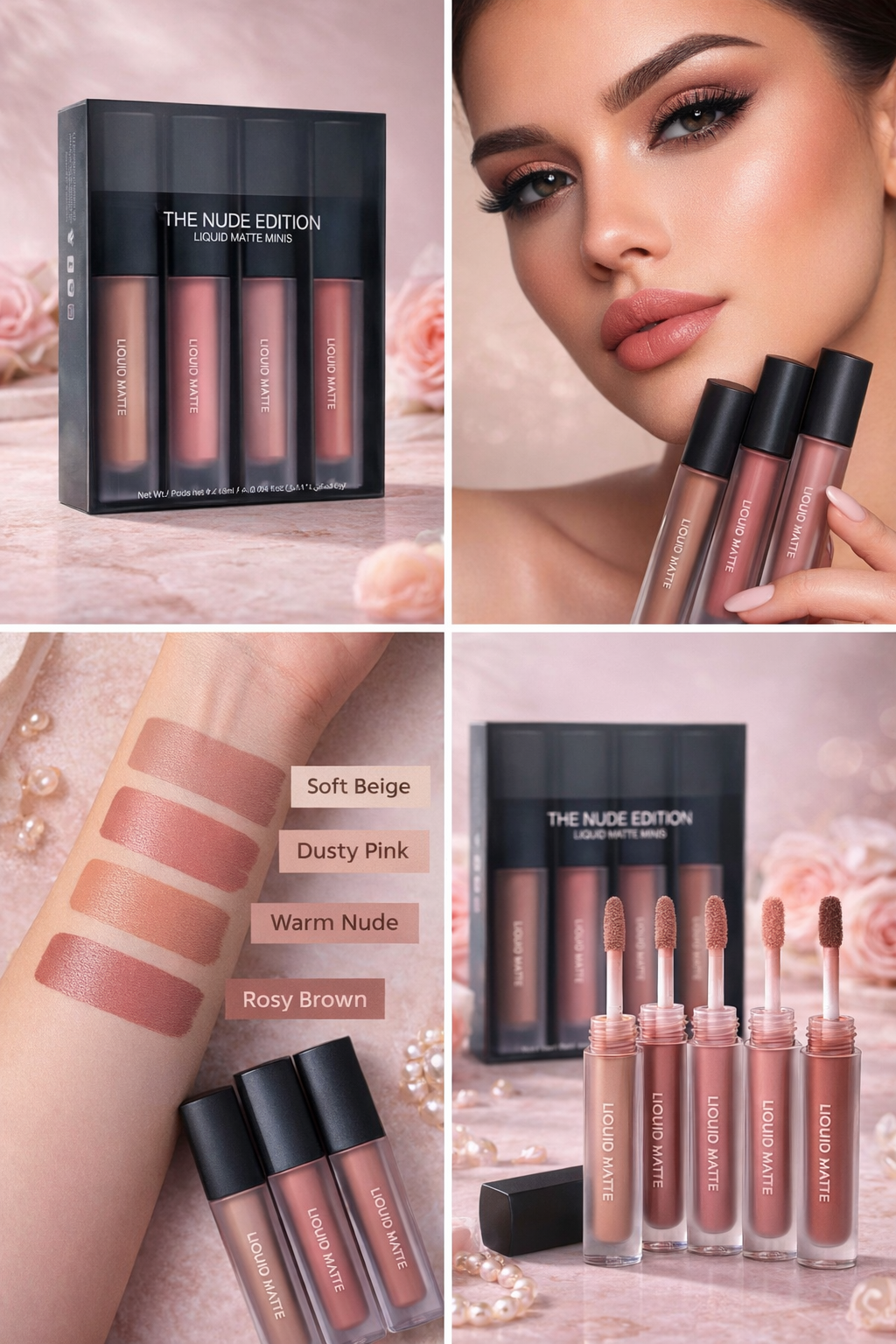 Shade Nude Liquid Lipstick Set – Long Lasting Matte Lipstick Combo (16ml) (Set of 4)